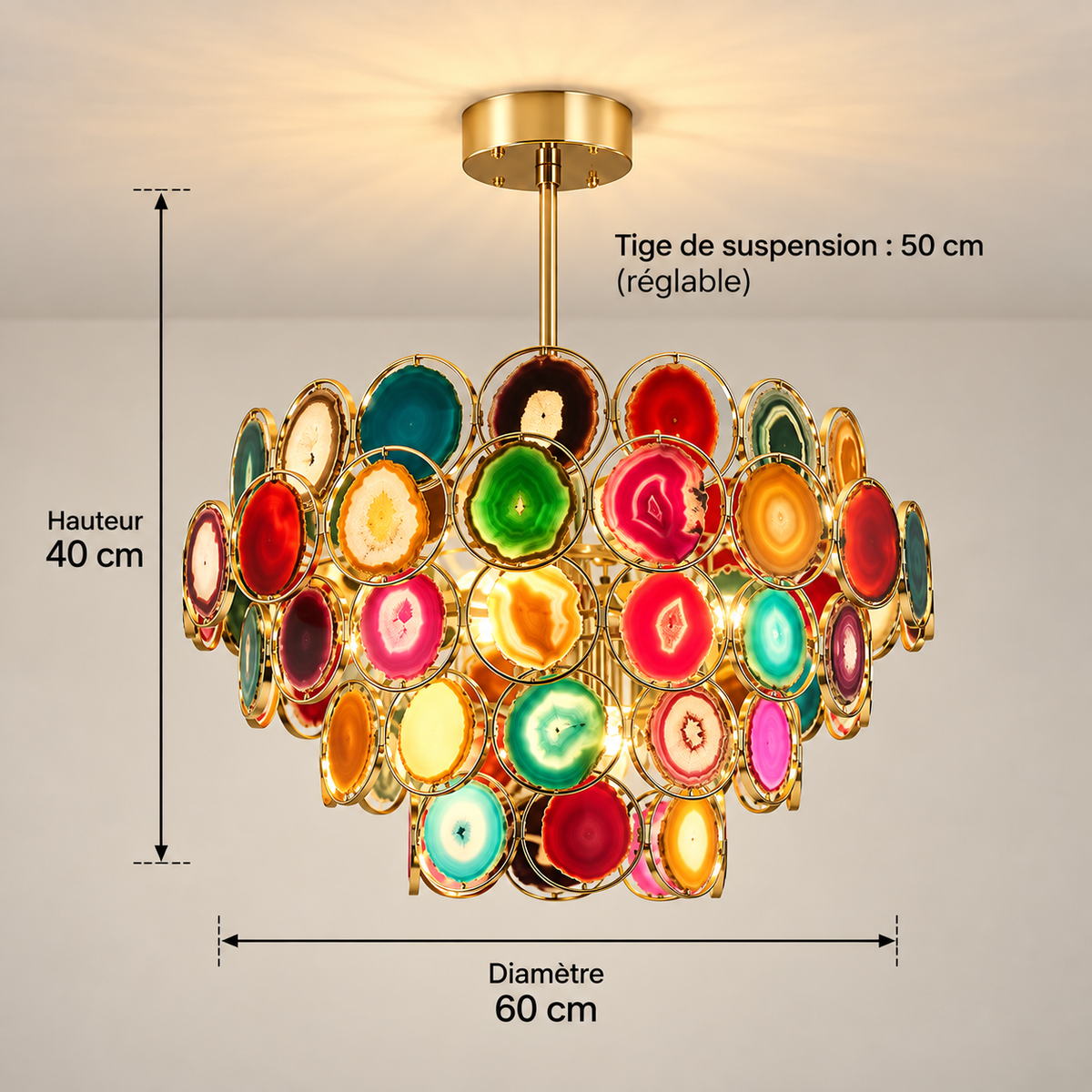 Suspension en agate colorée – Vaelor, vue 4